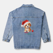 Niedliche Tiere Winterwelpen Hund Weihnachten Jeansjacke (Rückseite)