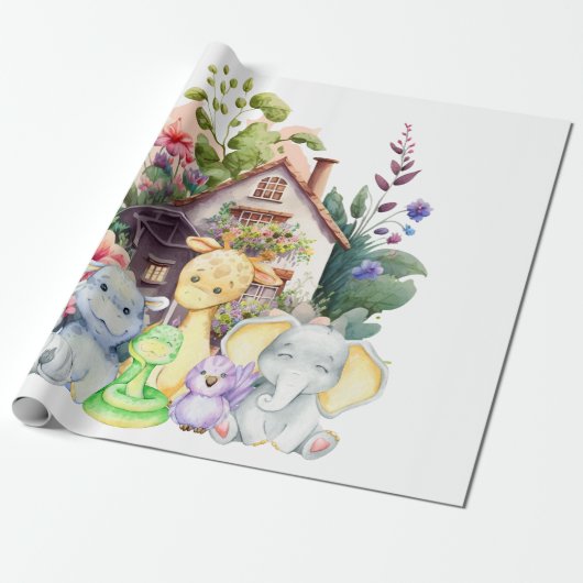 Niedliche Tiere Wrapping Paper Geschenkpapier (Ungerollt)