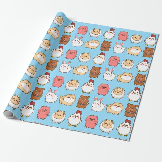 Niedliche Tiere Wrapping Paper Geschenkpapier (Ungerollt)