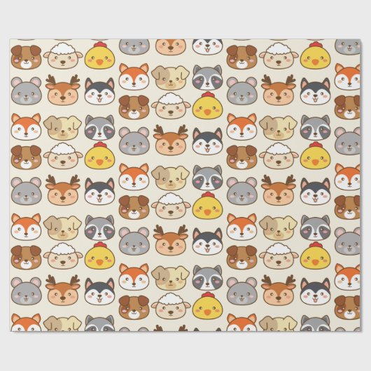 Niedliche Tiere Wrapping Paper Geschenkpapier (Flach)