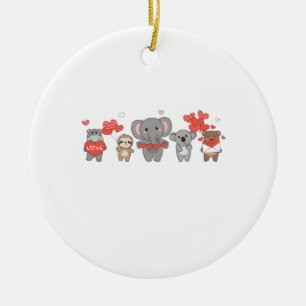 Niedliche Tiere zum Valentinstag für Tierfreunde Keramik Ornament