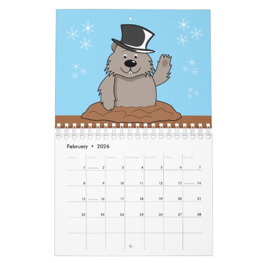 Niedliche Tiere Zwei Seiten Kalender (Feb 2026)