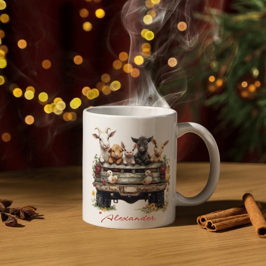 Niedliche Tierfarm auf Kaffeetasse