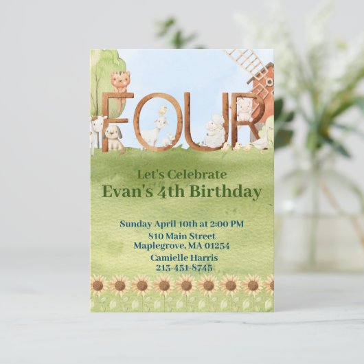 Niedliche Tierhalle Einladung (Stehend Vorderseite)