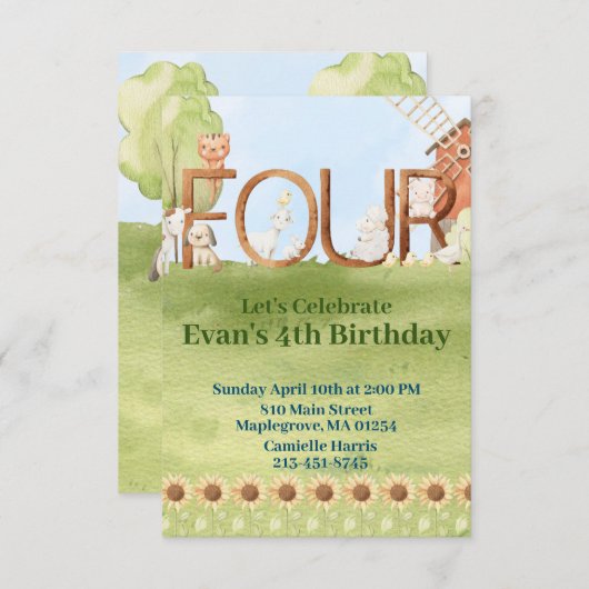 Niedliche Tierhalle Einladung (Vorne/Hinten)