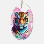 Niedliche Tiger-Blume Keramik Ornament (Links)