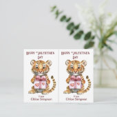 Niedliche Tiger Cub Kid's Valentine-Klassenzimmer- Postkarte (Stehend Vorderseite)