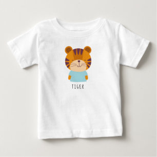 Niedliche Tiger-Illustration - Individualisierbare Baby T-shirt