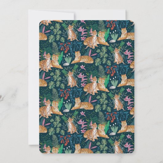 Niedliche Tiger Jungle Green Baby Dusche Einladung (Rückseite)