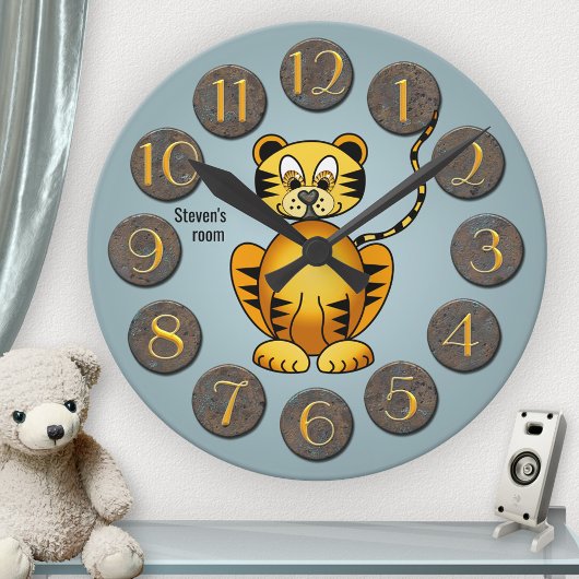 Niedliche Tiger-Kindersäle-Uhr Große Wanduhr