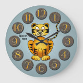 Niedliche Tiger-Kindersäle-Uhr Große Wanduhr (Vorderseite)
