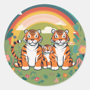 Niedliche Tiger Runder Aufkleber