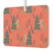 Niedliche Tiger und Weihnachtsbäume auf Orange Autolufterfrischer (Links)