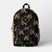 Niedliche Tiger und Weihnachtsbäume auf schwarz un Bedruckter Rucksack (Vorderseite)