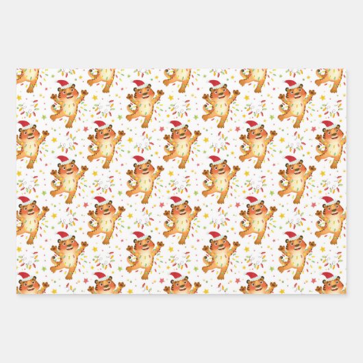 Niedliche Tiger-Wrapping-Papierblätter Geschenkpapier Set (Vorderseite)