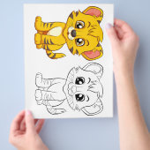 Niedliche Tigerfarbseite Flyer (Hand)
