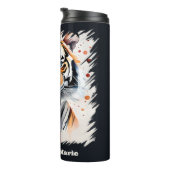 Niedliche Tigerliebhaber fügen Namen hinzu Thermosbecher (Nach rechts gedreht)