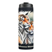 Niedliche Tigerliebhaber fügen Namen hinzu Thermosbecher (Vorderseite)