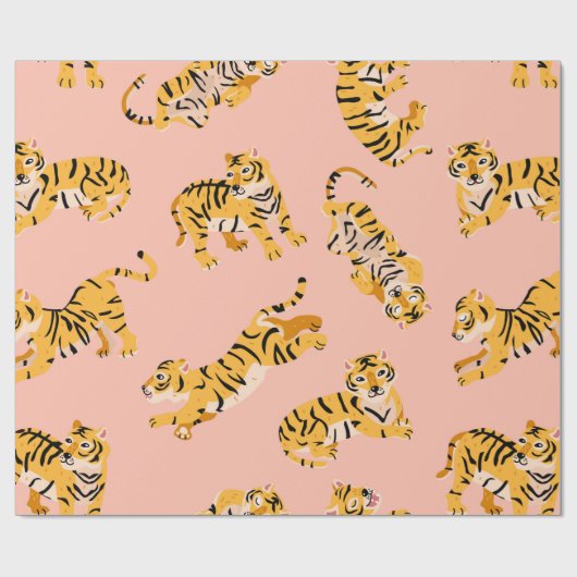 Niedliche Tigermuster Geschenkpapier (Flach)