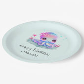 Niedliche Tintenfischkreatur Geburtstag Pappteller (Schrägansicht)