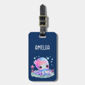 Niedliche Tintenfischkreatur Gepäckanhänger (Vorderseite vertikal)