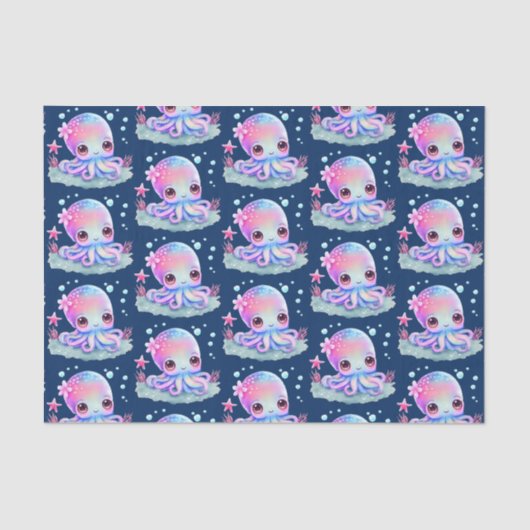 Niedliche Tintenfischkreatur Seidenpapier (Vorderseite)