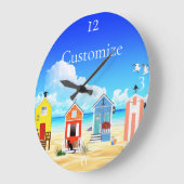 Niedliche Tiny Beach Shacks Thunder_Cove Große Wanduhr (Winkel)