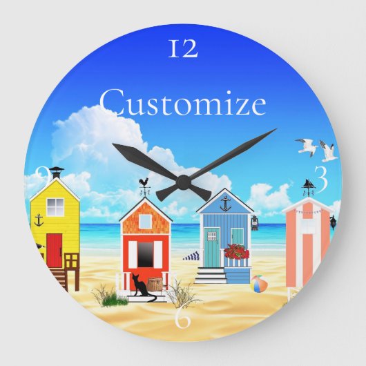 Niedliche Tiny Beach Shacks Thunder_Cove Große Wanduhr (Vorderseite)