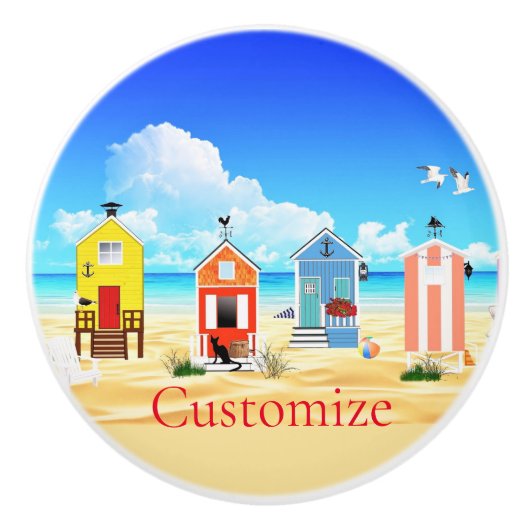 Niedliche Tiny Beach Shacks Thunder_Cove Keramikknauf (Vorderseite)