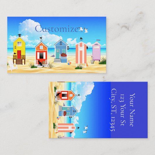 Niedliche Tiny Beach Shacks Thunder_Cove Visitenkarte (Vorne/Hinten)