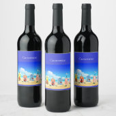 Niedliche Tiny Beach Shacks Thunder_Cove Weinetikett (Flaschen)