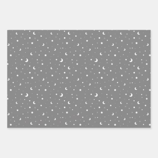 Niedliche Tiny Moons und Stars Geschenkpapier Set (Vorderseite 3)