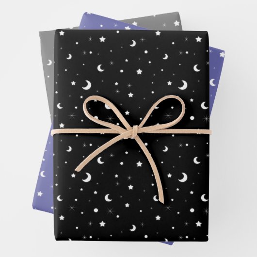 Niedliche Tiny Moons und Stars Geschenkpapier Set (Beispiel)
