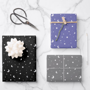 Niedliche Tiny Moons und Stars Geschenkpapier Set