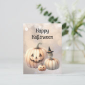 Niedliche Tiny Owl und Halloween Pumpkins Postkarte (Stehend Vorderseite)