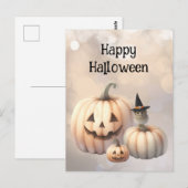 Niedliche Tiny Owl und Halloween Pumpkins Postkarte (Vorne/Hinten)