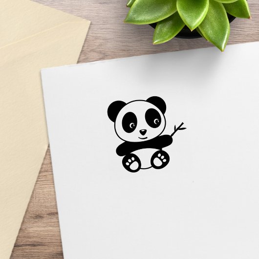 Niedliche Tiny Panda mit einem Bambustick 1x1 Gummistempel