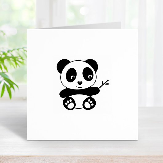 Niedliche Tiny Panda mit einem Bambustick 1x1 Gummistempel