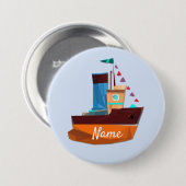 Niedliche Tiny Tugboat Thunder Cove Button (Vorne & Hinten)