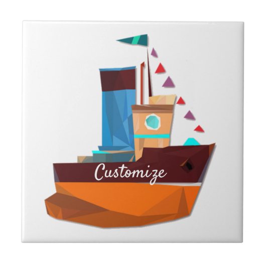Niedliche Tiny Tugboat Thunder Cove Fliese (Vorderseite)