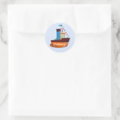 Niedliche Tiny Tugboat Thunder Cove Runder Aufkleber (Tasche)