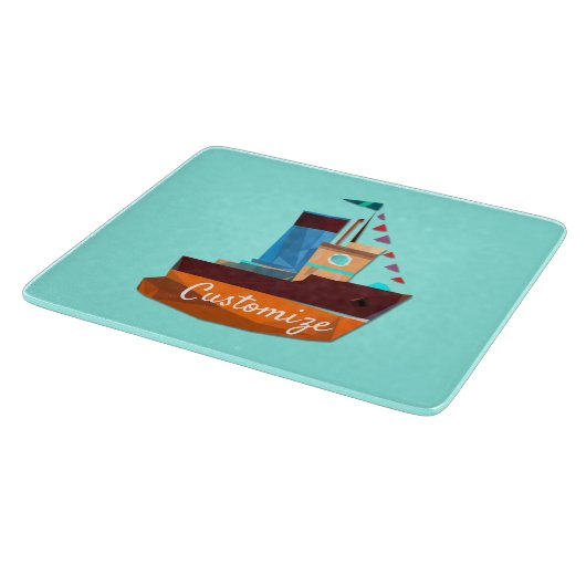 Niedliche Tiny Tugboat Thunder Cove Schneidebrett (Ecke)