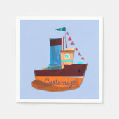 Niedliche Tiny Tugboat Thunder Cove Serviette (Vorderseite)