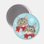 Niedliche Tischtenniskatzen, Weihnachtsschnee Magnet (Vorderseite/Rückseite)