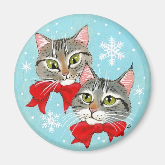 Niedliche Tischtenniskatzen, Weihnachtsschnee Magnet (Vorne)