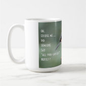 Niedliche Titmaus auf Zubringer, lustig Kaffeetasse (Links)