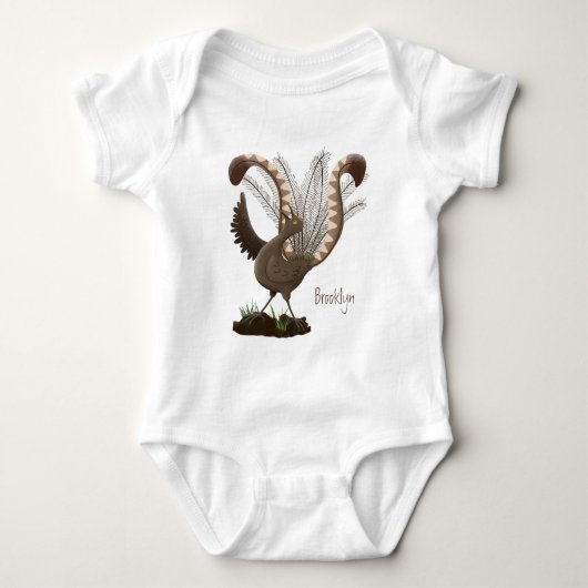 Niedliche tolle lyrebird Cartoon Illustration Baby Strampler (Vorderseite)