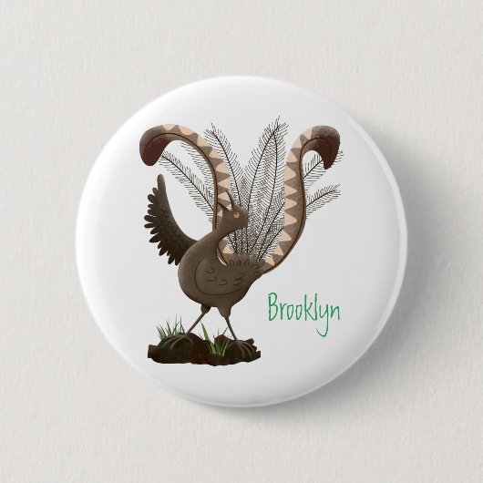 Niedliche tolle lyrebird Cartoon Illustration Button (Vorderseite)
