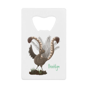 Niedliche tolle lyrebird Cartoon Illustration Geldbeutel Flaschenöffner