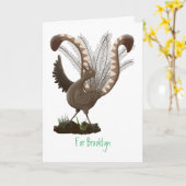 Niedliche tolle lyrebird Cartoon Illustration Karte (Gelbe Blume)